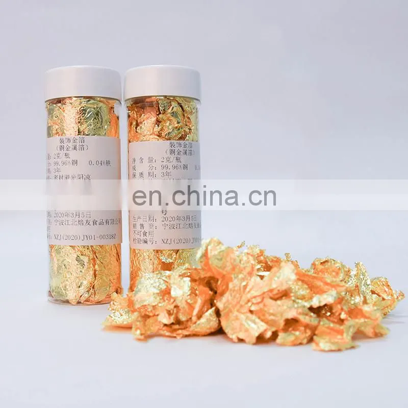 2g/box Edible Grade Genuine Gold Leaf Schabin Flakes Gold Cake Decoration DIY Chocolates Decor For Happy Birthday Party Baking