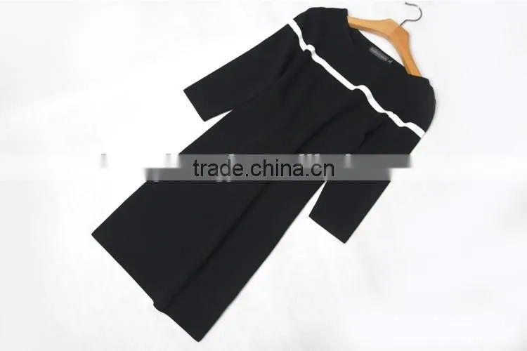 2017 hot summer new knit half sleeve stripe dress with slimming looking