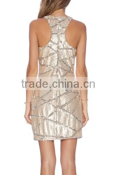 2015 Customized Plus Size Women Sequined Sleeveless party dress