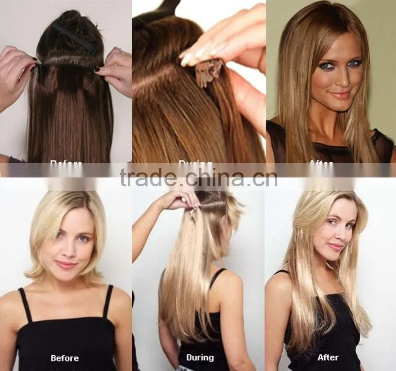 supreme 100% remy human hair extensions,clip in hair
