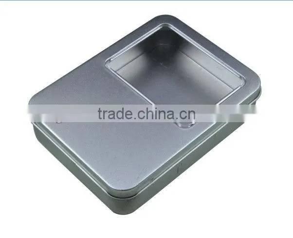 rectangle cell phone battery tin box with window