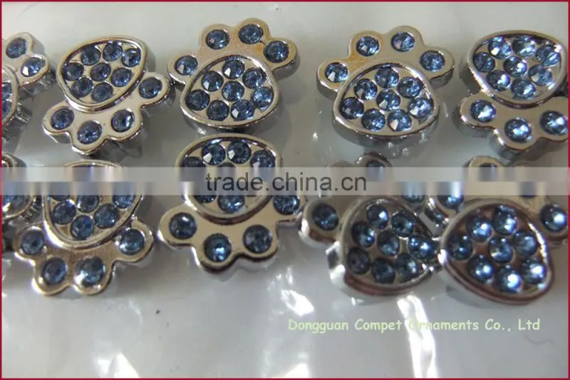 Compet Rhinestone Metal Zinc Alloy Jewelry Paw Print 10mm Slide Charms