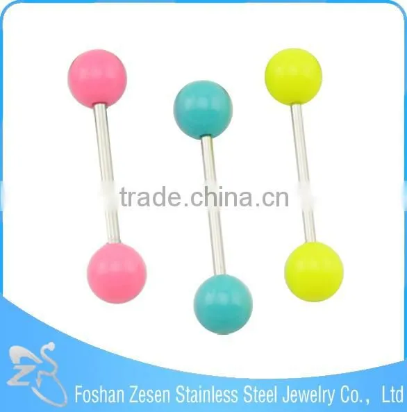 2016 Body Jewelry Wholesale Colorful Tongue Piercing Pearl Tongue Ring