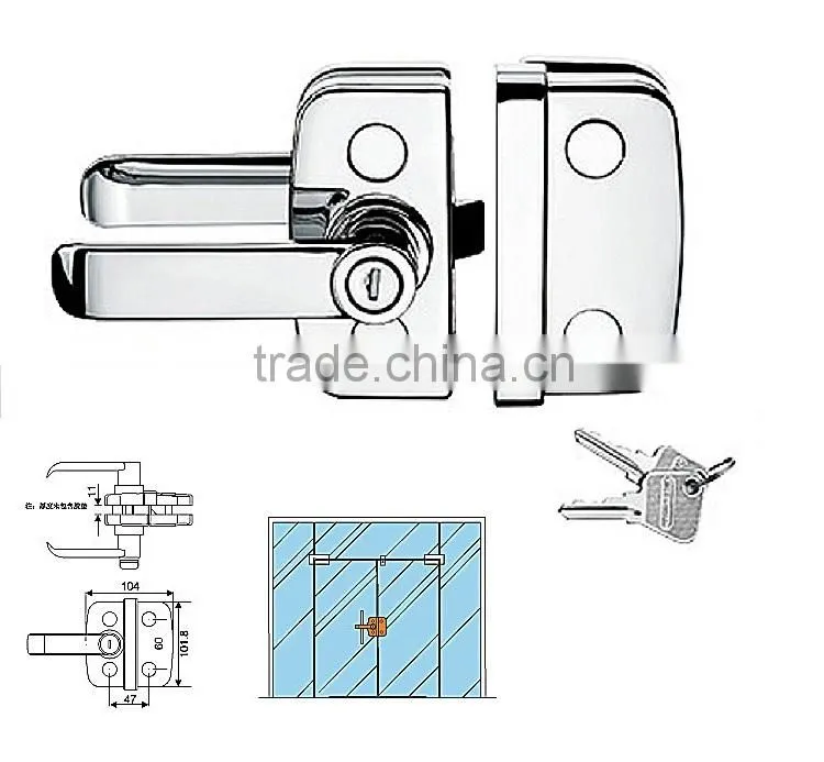 SKG-03D South America Standard door lock, handle key type glass door lock