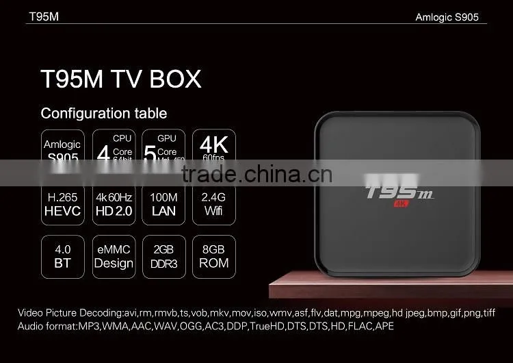 New arrival T95M tv box kodi preload T95M Amlogic s905 2G 8G T95M android5.1 smart box