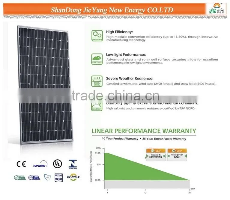300W Mono solar module for power station PV system