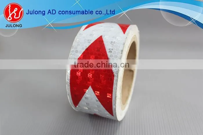 Factory price honeycomb reflective tape arrow red & white reflective film reflective adhesive tape Guangzhou