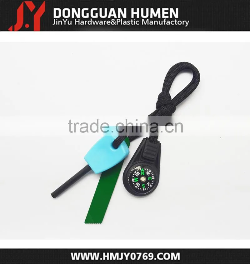 Jinyu high quality paracord compass/mini compass/plastic compass zipper pull