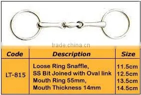 Horse Bit - Loose Ring Snaffle, SS Bit Joined with Oval link