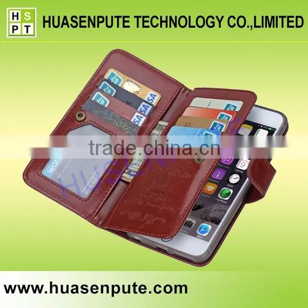 Book Wallet Flip Leather Cell Phone Case For Iphone 6 9 Card Slots Leather Mobile Case