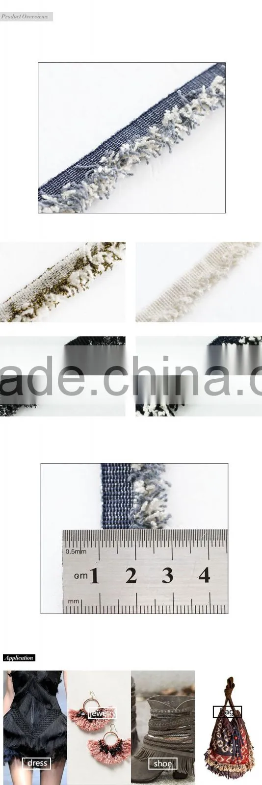 Eco-friendly wide application fringe trim in Asia