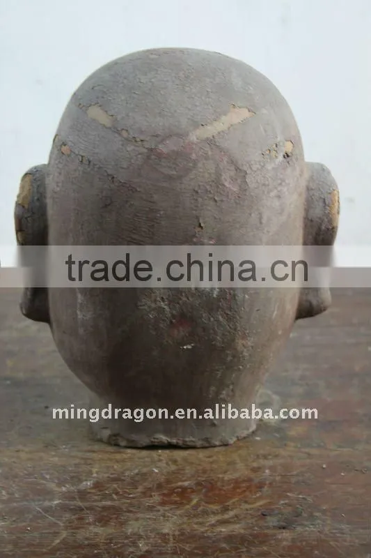 Antique Chinese Wooden Buddha head sculpture