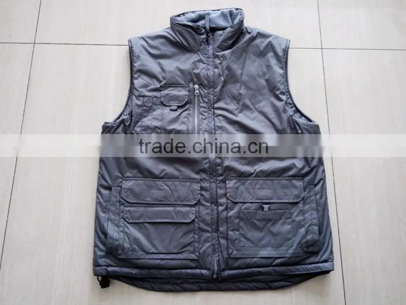 100% polyester work vest uniform fleece lining with pockets for men wholesale