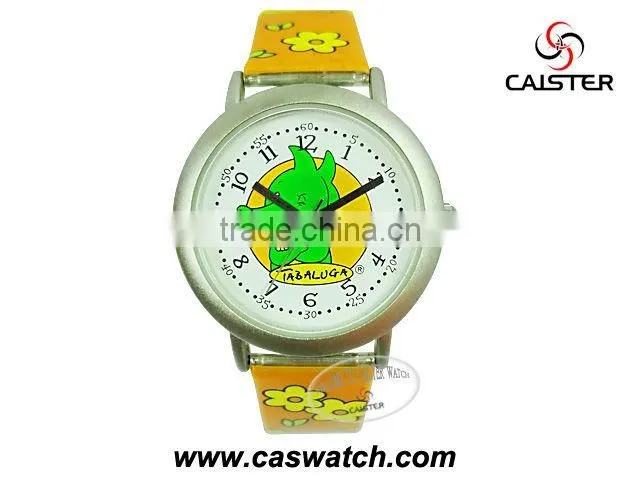 Lovely cartoon dial background chidren plastic watch with PVC band
