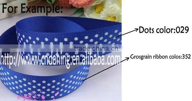 Regular small dots printed grosgrain ribbon