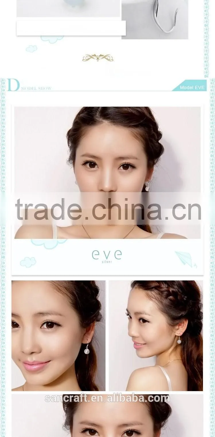 Wholesale 925 Sterling Silver Earrings Women Ladies cat eye Stud Earrings High Quality New Fashion