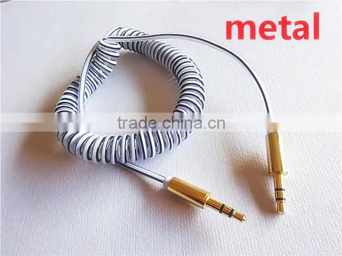 highquality audio /DC3.5MM transparent spring cable with metal connector