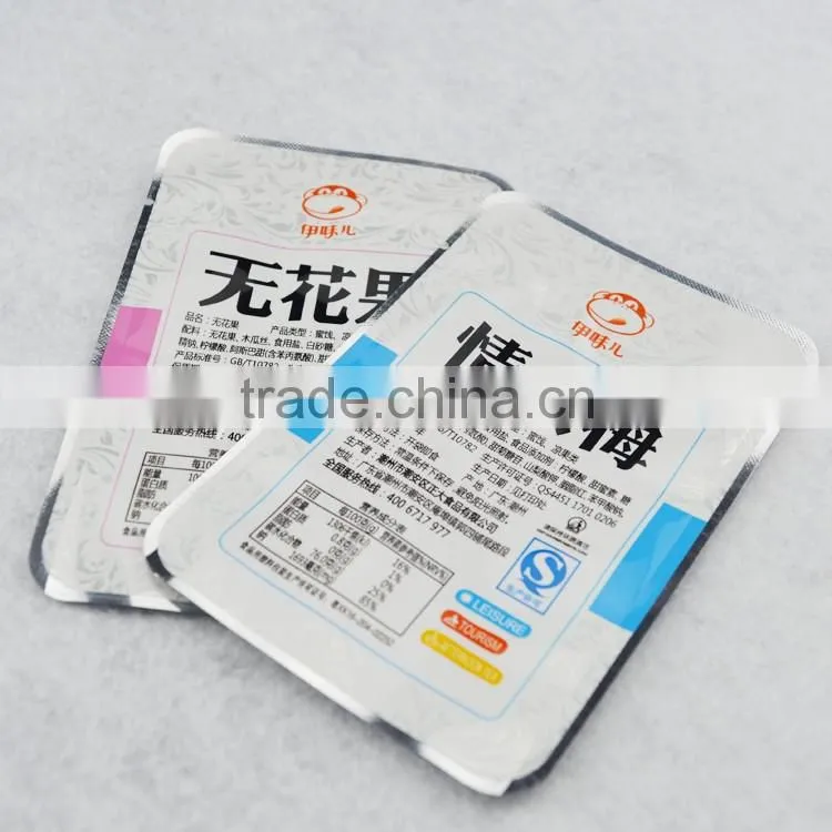 aluminum lamination material vacuum disposable snacks packing bag , header bag with printing