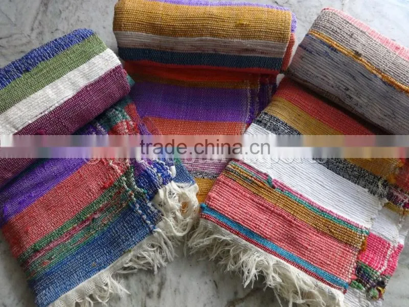 Handmade Cotton Rugs Reversible Area Rug Hand Loomed Rug Reversible Bohemian Throw