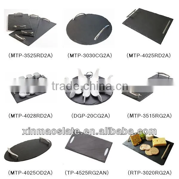 medium rectangular shaped slate square serving tray with handles