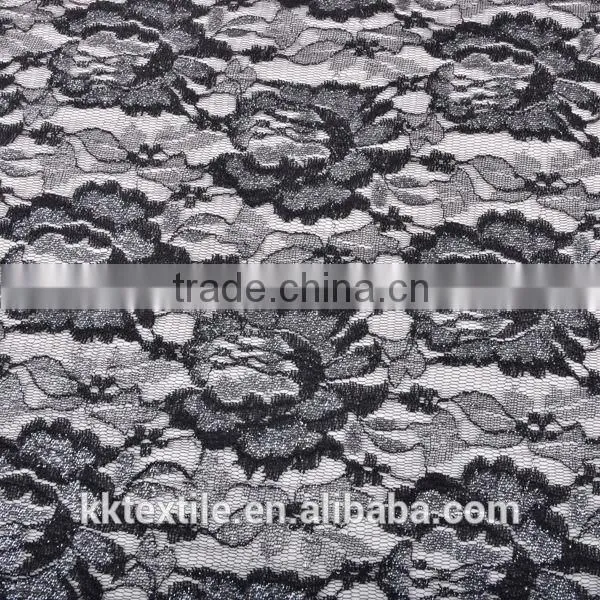 New arrival China supplier metallic thread embroidery in lace mesh fabrics