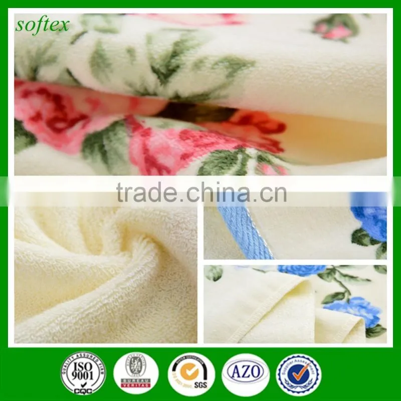 cotton velour towels,flowers Peony print cut pile face towels