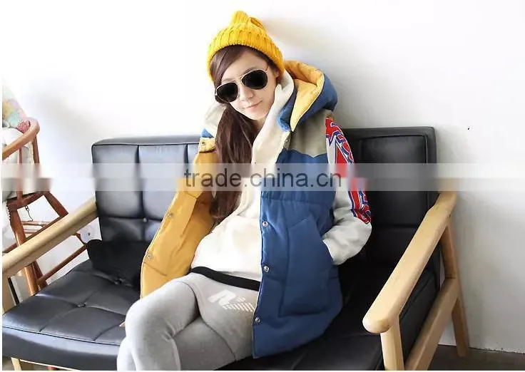 Vest female models fall and winter clothes thick cotton vest waistcoat jacket stitching quilted vest vest Hoodie
