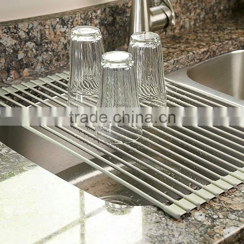 Kitchen Sink Dish Rack Stainless Steel Collapsible Dish Rack