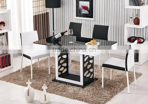 80cm white color round tempered glass top dining table