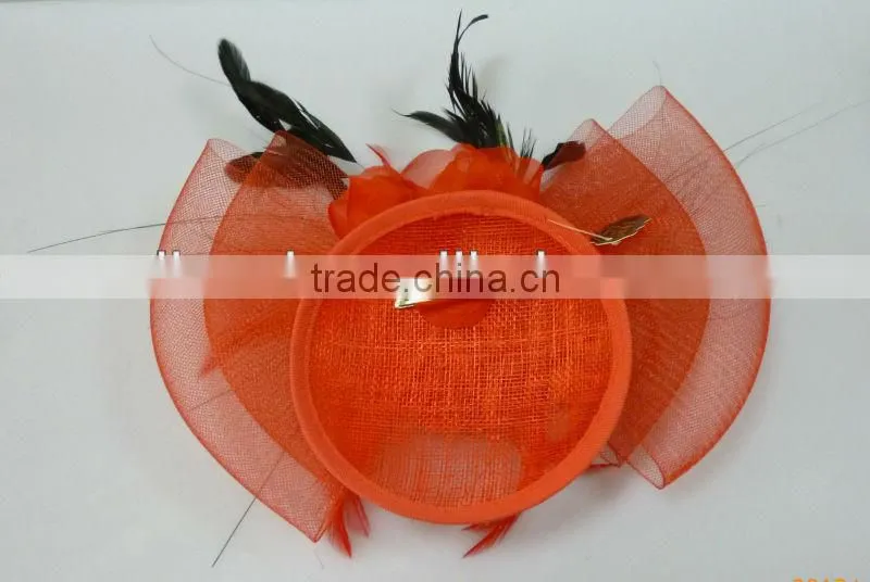 Factory supply hot sale fascinators/sinamay/raffia har/hair accessory decorated with feather&flower