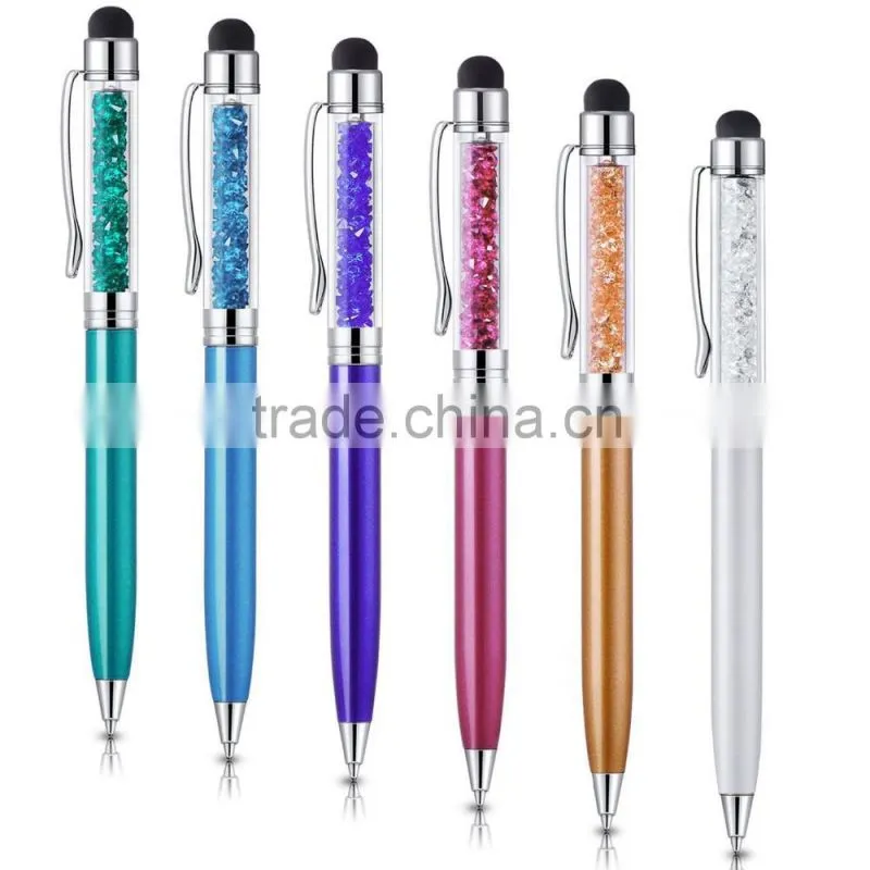 Crystal Colorful Stylus and Ballpoint Pen for Touch Screens (Pack of 12)