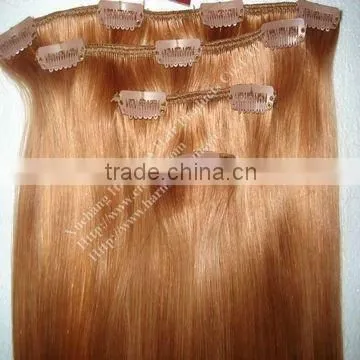 BEST QUALITY 18inch straight human cheap clip hair extension/clip in hair extension