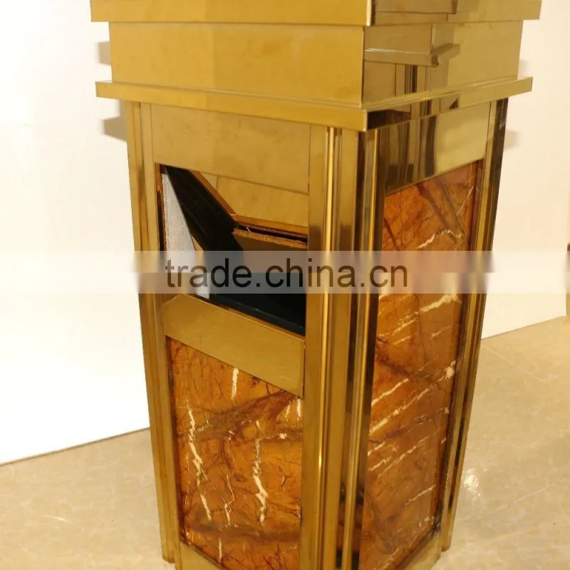 High quality decorated hotel metal dustbin