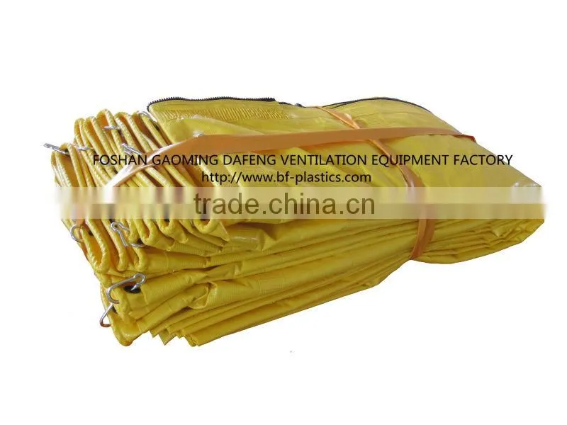 680GSM fire resistant yellow strong PVC tunnel vent duct with snap hooks