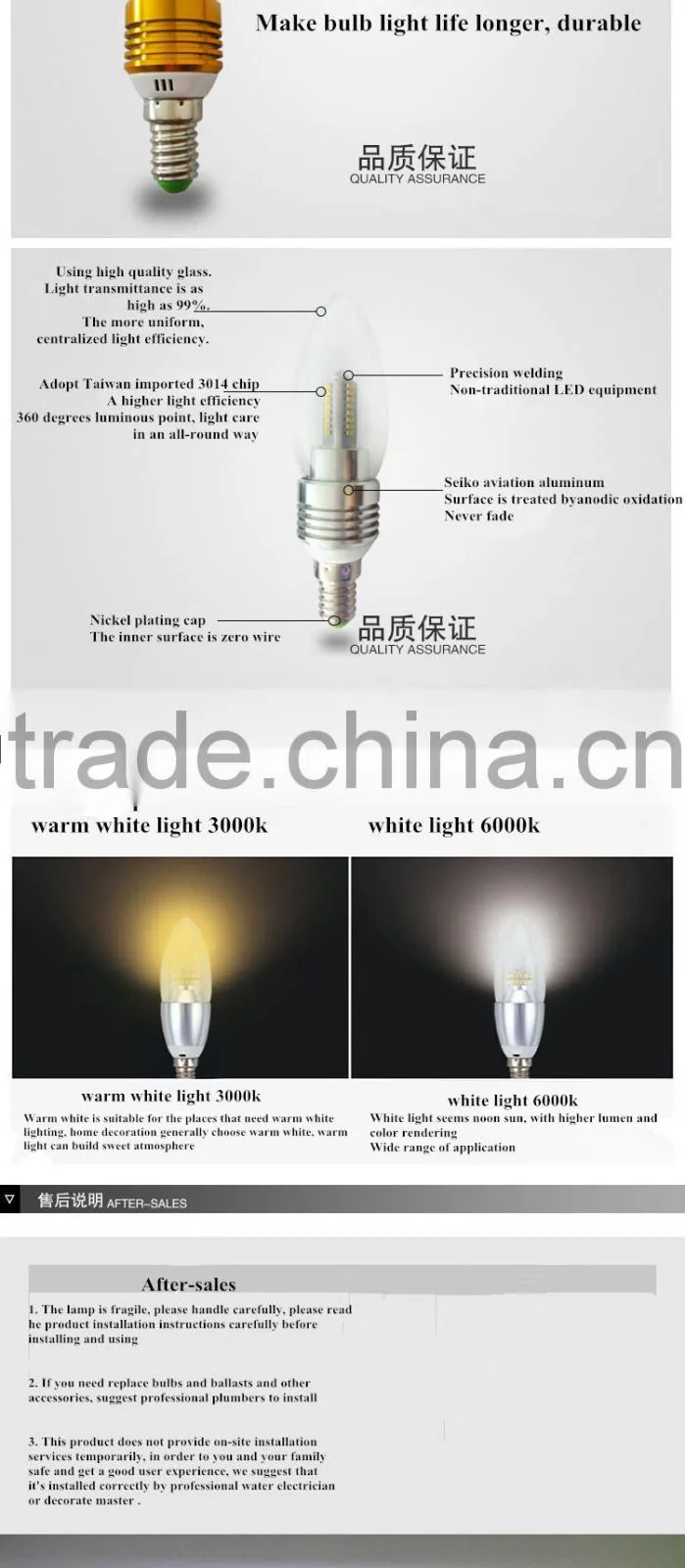 Energy Saving 5W E14 LED Candle light led bulb