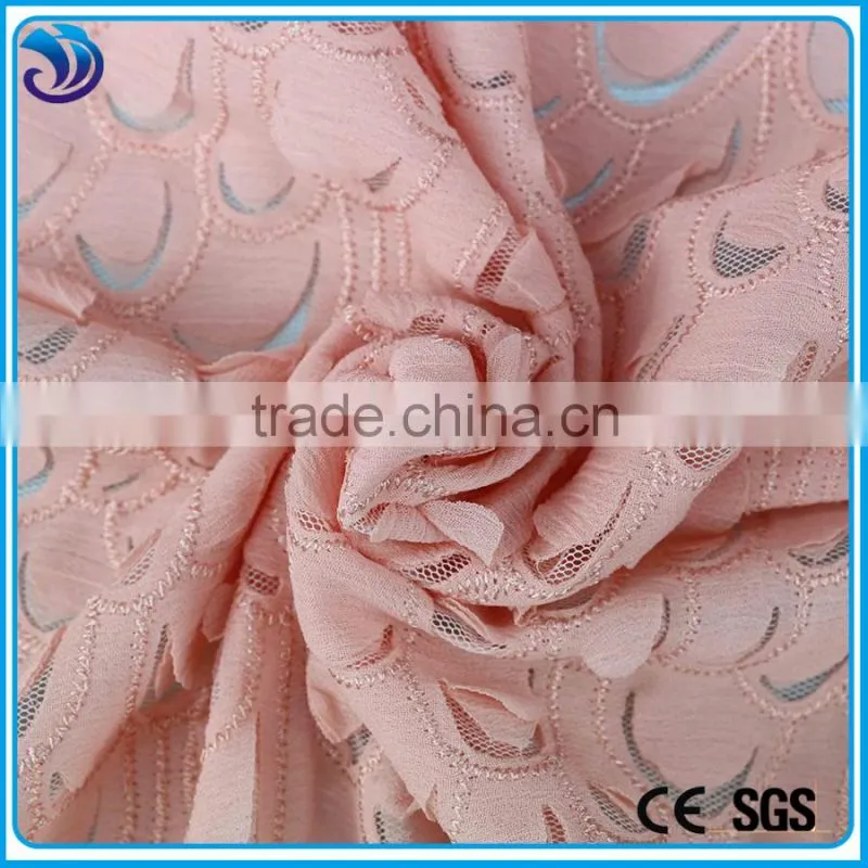 wholesale polyester chiffion mesh laser embroidery fabrics used for dressing