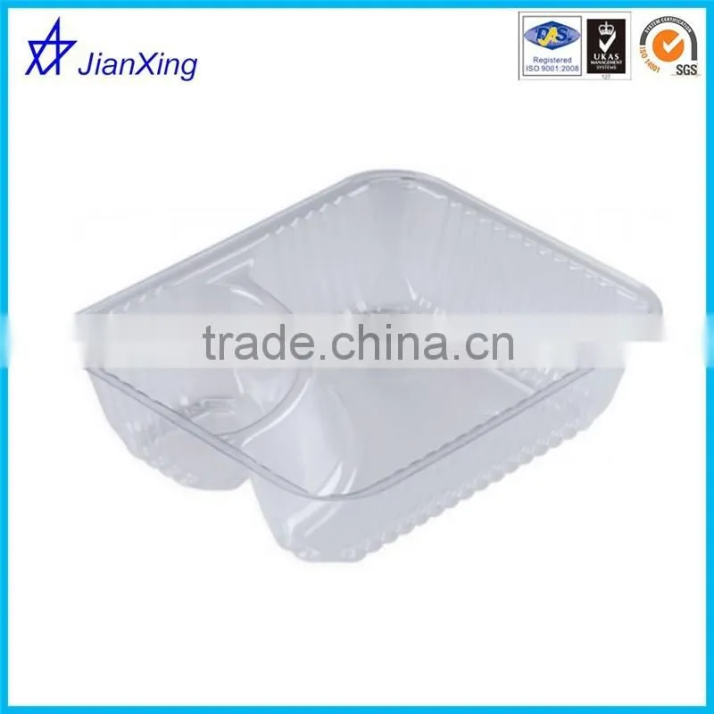 Clear Plastic 3 Compartment Lunch Box Hinged Container