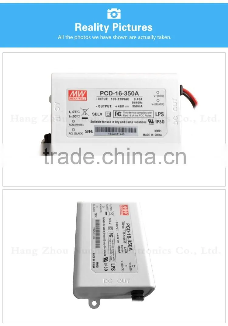 Meanwell 16W 350mA AC phase-cut dimming led driver/16W Single Output AC Dimmable LED Power Supply /16w led driver