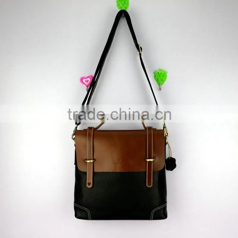 China supplier low price fashion men black genuine leather briefcase