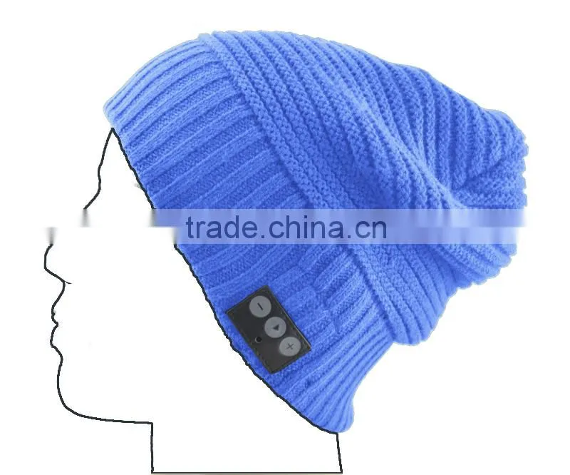 Gray Soft Beanie Wireless Bluetooth Hat Smart Cap Headset Headphone Speaker Mic