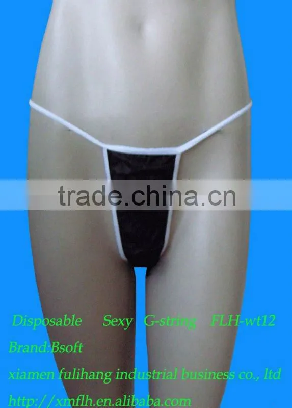 Disposable Sexy G-string with White Elastic Edge for Spray Tanning
