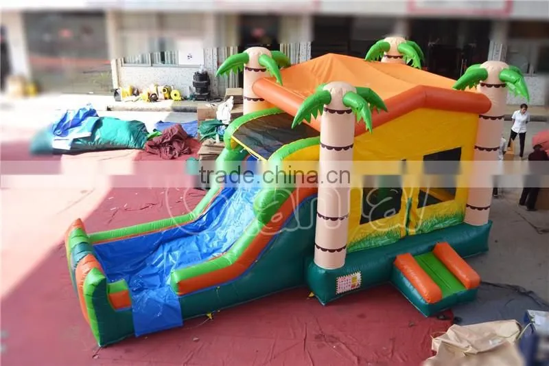 Factory direct inflatable slide,inflatable combo ,inflatable jumping bouncer with palm tree