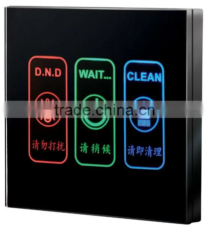 Intelligent Hotel touch screen switch with room number, door bell switch. do not disturb.
