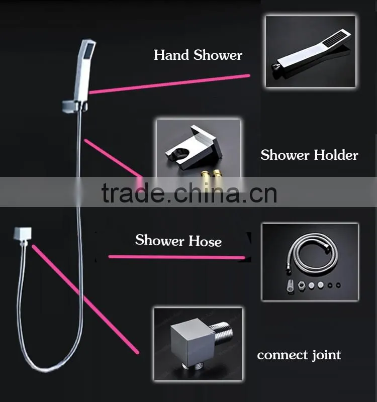 led shower 16 inches concealed ceiling shower rain,body shower massage shower set with water pressure led light