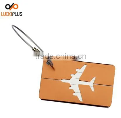 Luckiplus Colorful Aluminum Air Plane Pattern Luggage Tag ID Tag Name Card Holder Yellow
