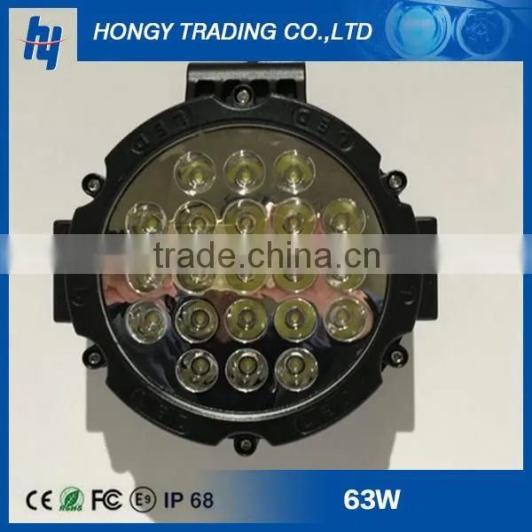 Round Aluminum housing 7'' Auto Led Work Light 63w Led Driving Light for offroad truck vehicle car accessories
