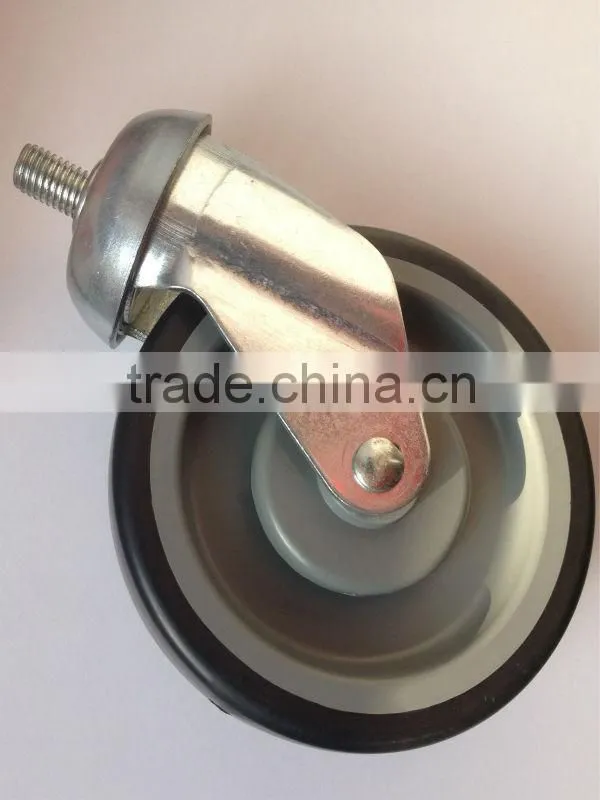 5" TPR caster with threaded stem, 125mm TPR caster