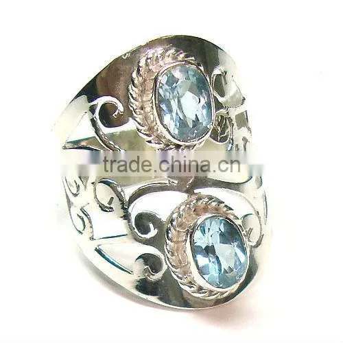 .925 Sterling Silver Faceted Semi Precious Citirne Stone Ring