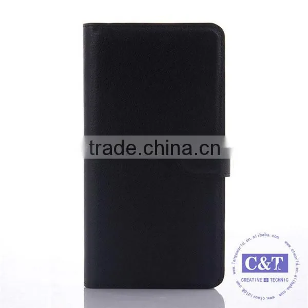 C&T Customized Black Stand Flip Wallet Case PU Leather Cover for Lenovo K5 Note