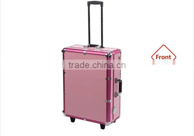 Sunrise Upgrade Super Quality Trolley Aluminum Makeup Case With Lights Mirror for 2016 Beauty & Cosmetic Import-Export Expo